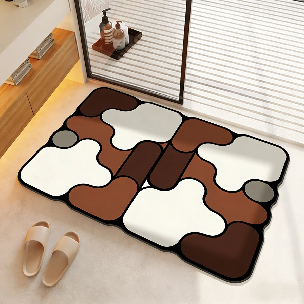 Square diatomaceous earth bathroom mat non-slip toilet mat door mat household foot mat