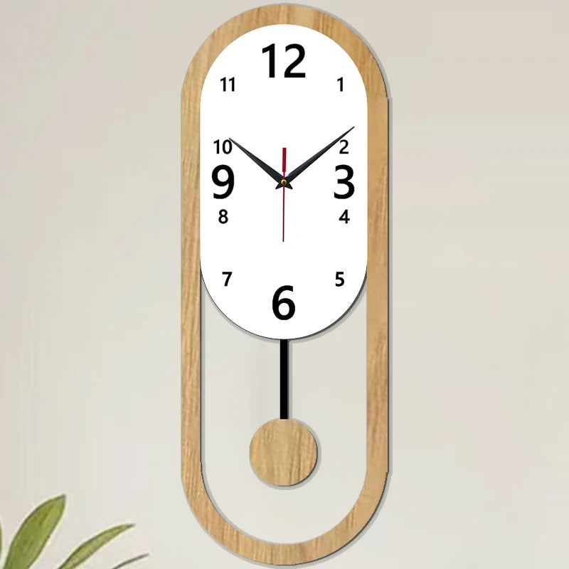Elliptical swing wall clock silent clock is suitable for living room bedroom room decoration wall clock Christmas birthday gift.