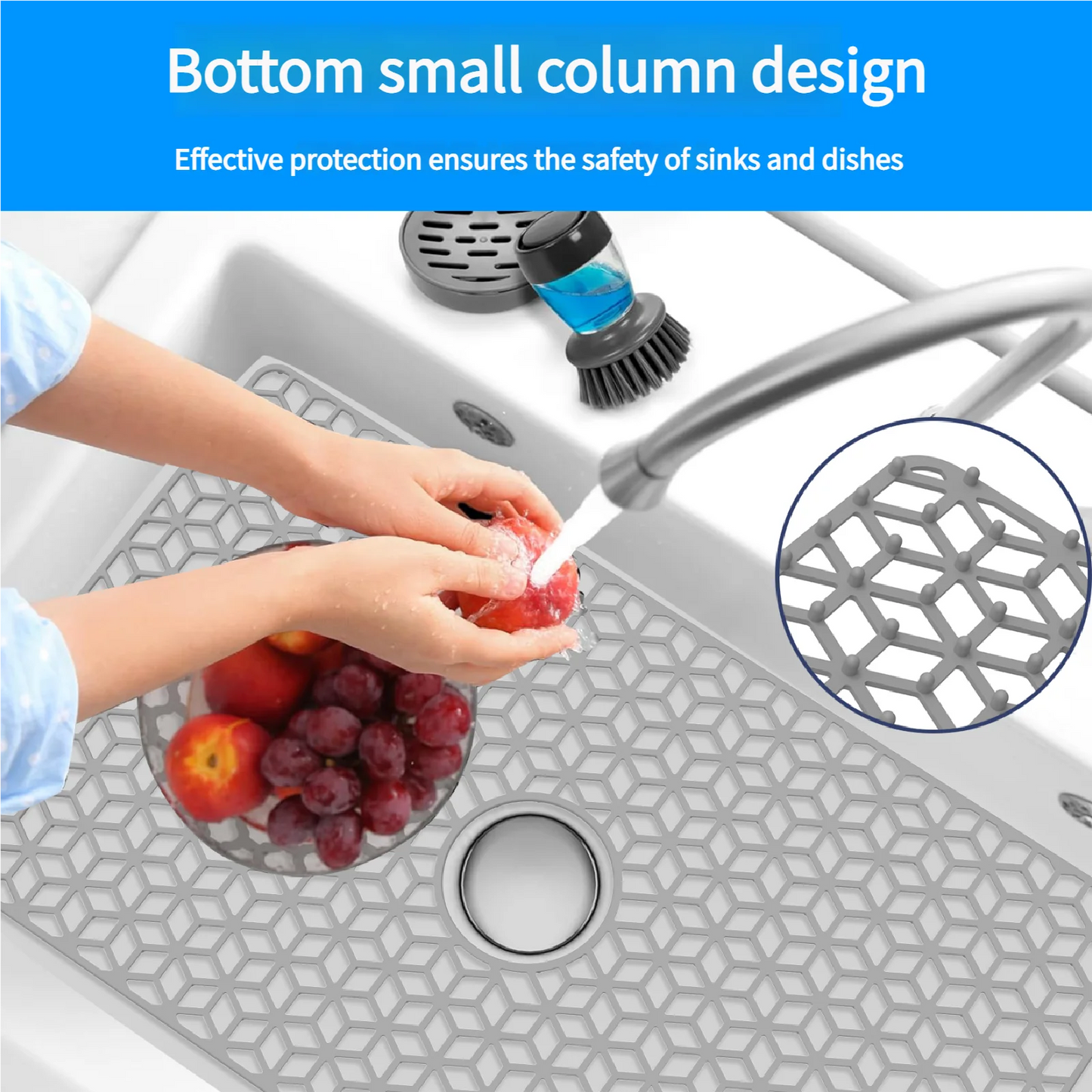 78CM Silicone Sink Bottom Scratch-resistant Protective Pad, Hollowed-out Draining pad, Thickened Anti Slip Tableware Drying Mats