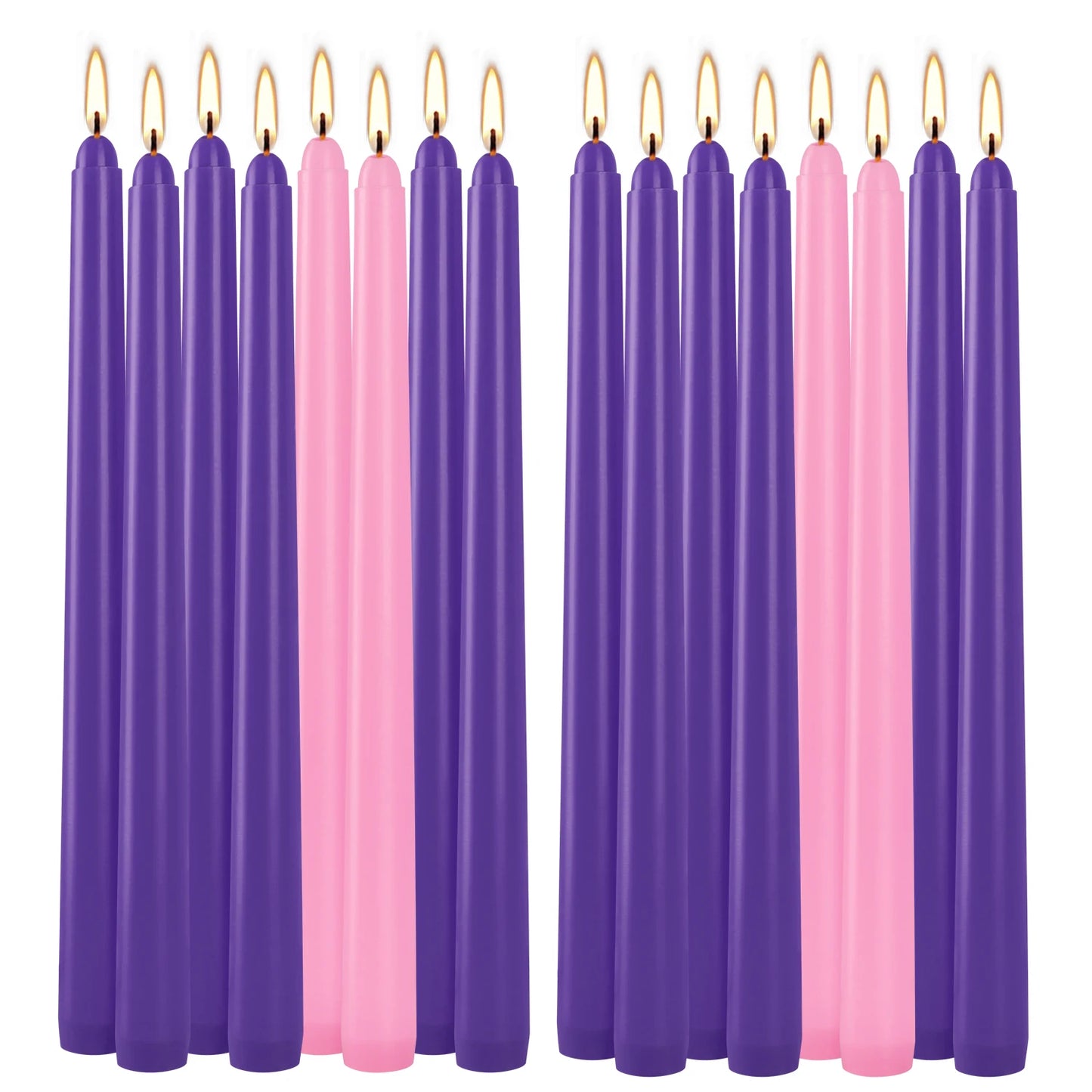 16 Pieces 10inch B Models 12 Purple 4 Pink Small Wax Without Drip, Smoke-Free, Unscented Household Dinner Candles, Hand-Pulled, High-Quality, Suitable for All Places, and Various Holidays. We Only Uses the Tapered Candles Mad
