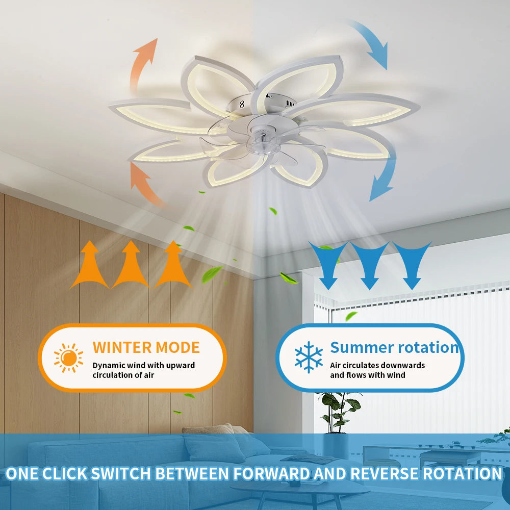 Modern Dining Table LED Lamp Ceiling Fan Light Restaurant Bedroom Fan Lamp Remote Ventilator Home Lighting