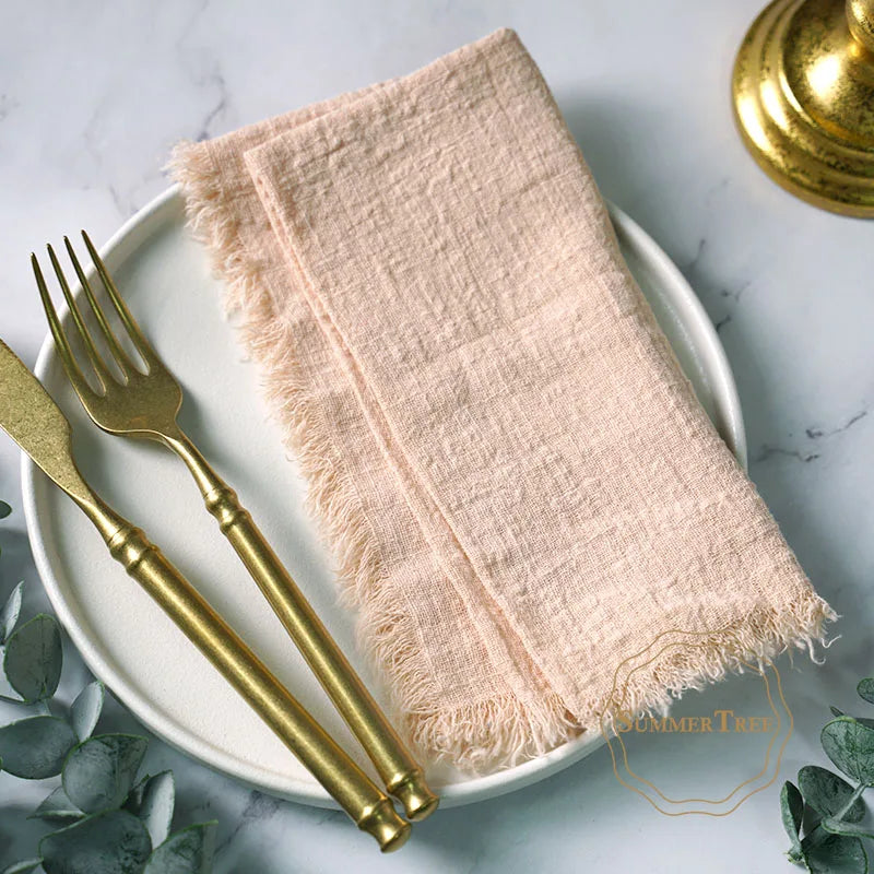 10pcs Napkins 41x41cm Cotton Cloth Gauze Retro Burr Rustic Towel Dining Place Mats Wedding Party Linen Fabric Table Decoration