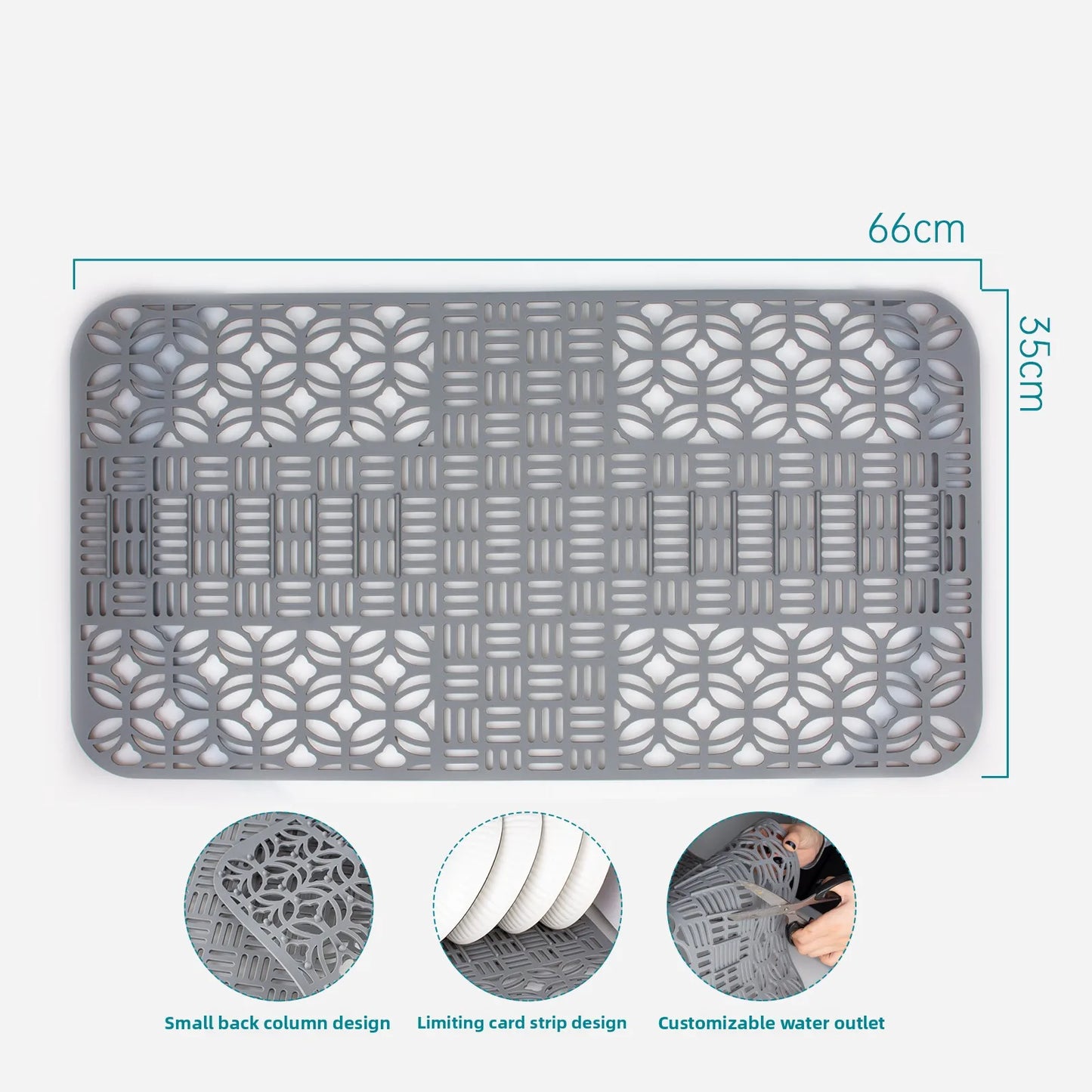 Kitchen Sink Silicone Mat Anti-Scratch Honeycomb Pad Dishwashing Basin Hollow Bottom Draining Pad Non-Slip Sink Mat