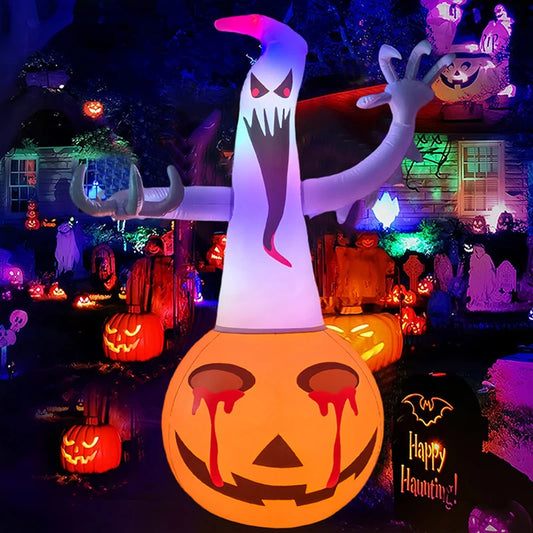 Halloween Giant LED Light Inflatable Pumpkin Ghost Eyeball PVC Model Spooky Atmosphere Ornament Festival Party Outdoor Décor