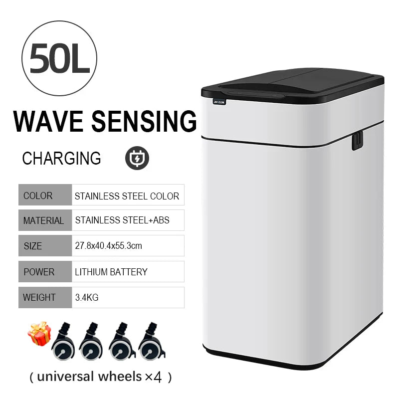 Smart Trash Can 20 30 40 50 60 Liters Wastebasket Large Kitchen Garbage Cube Home Automatic Stainless Steel Garbage Bin Dustbin
