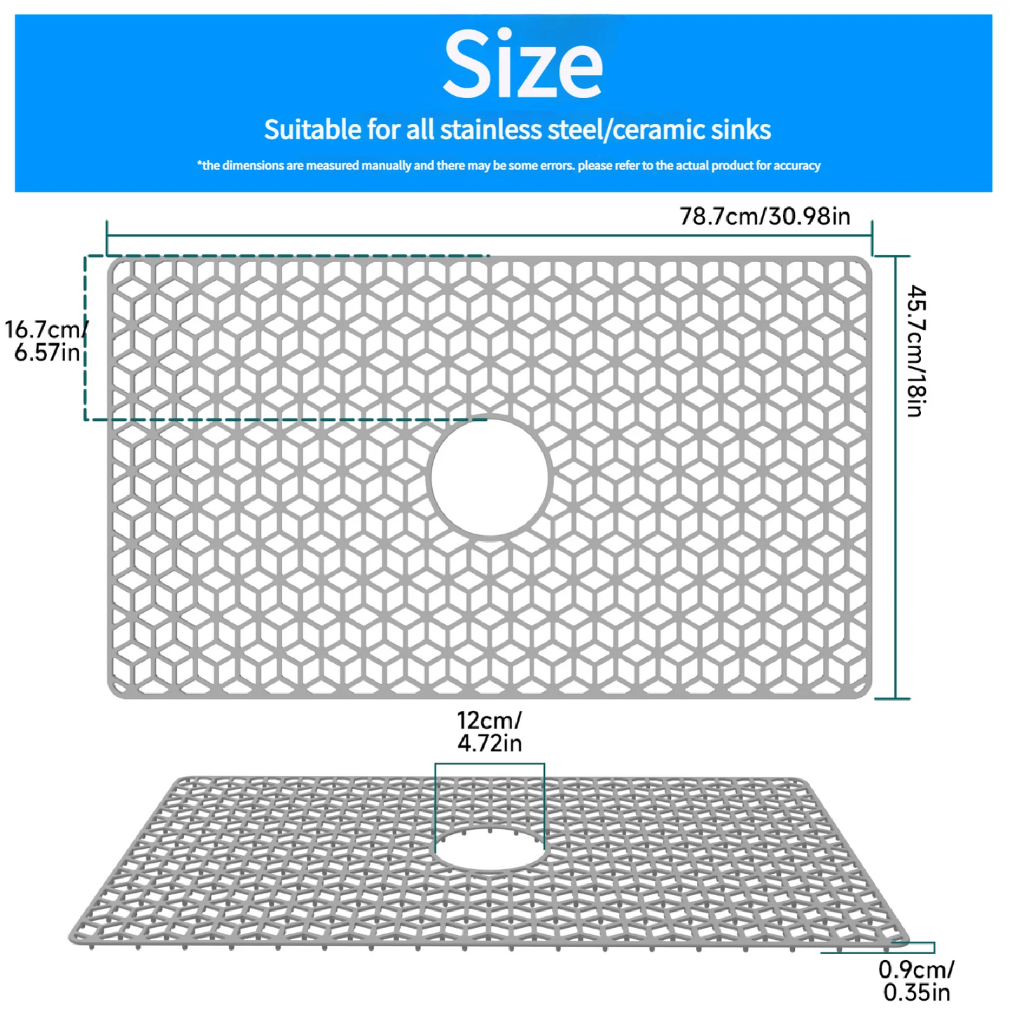 78CM Silicone Sink Bottom Scratch-resistant Protective Pad, Hollowed-out Draining pad, Thickened Anti Slip Tableware Drying Mats