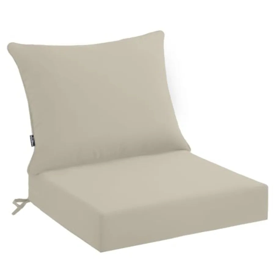 Outdoor Seat Cushion Set 4, Waterproof and Fade Resistant Patio Furniture Cushions with Removable Cover and Ties, Thick Deep Seat