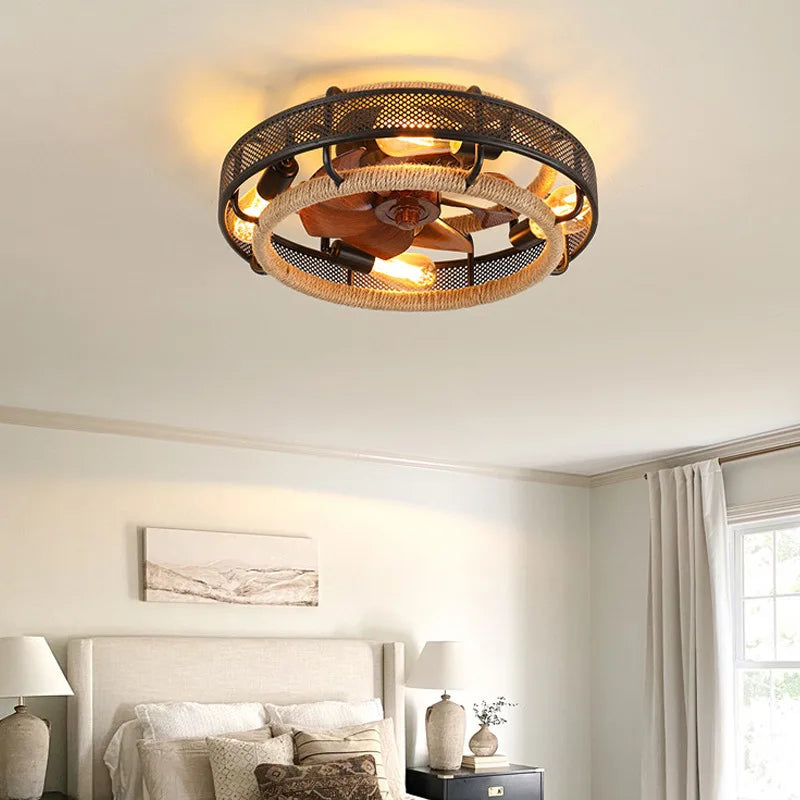 50CM Wrought Iron Ceiling Fan Light E27 ABS Fan Blade Electric Fan Invisible Bedroom Lamps Indoor Lighting Household Ceiling Fan