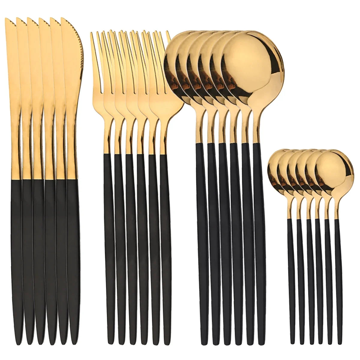 24Pcs Tableware Sets Stainless Steel Cutlery Spoon Fork Knife Mirror Dinnerware Kitchen Western Silverware Gift Box Set Flatware