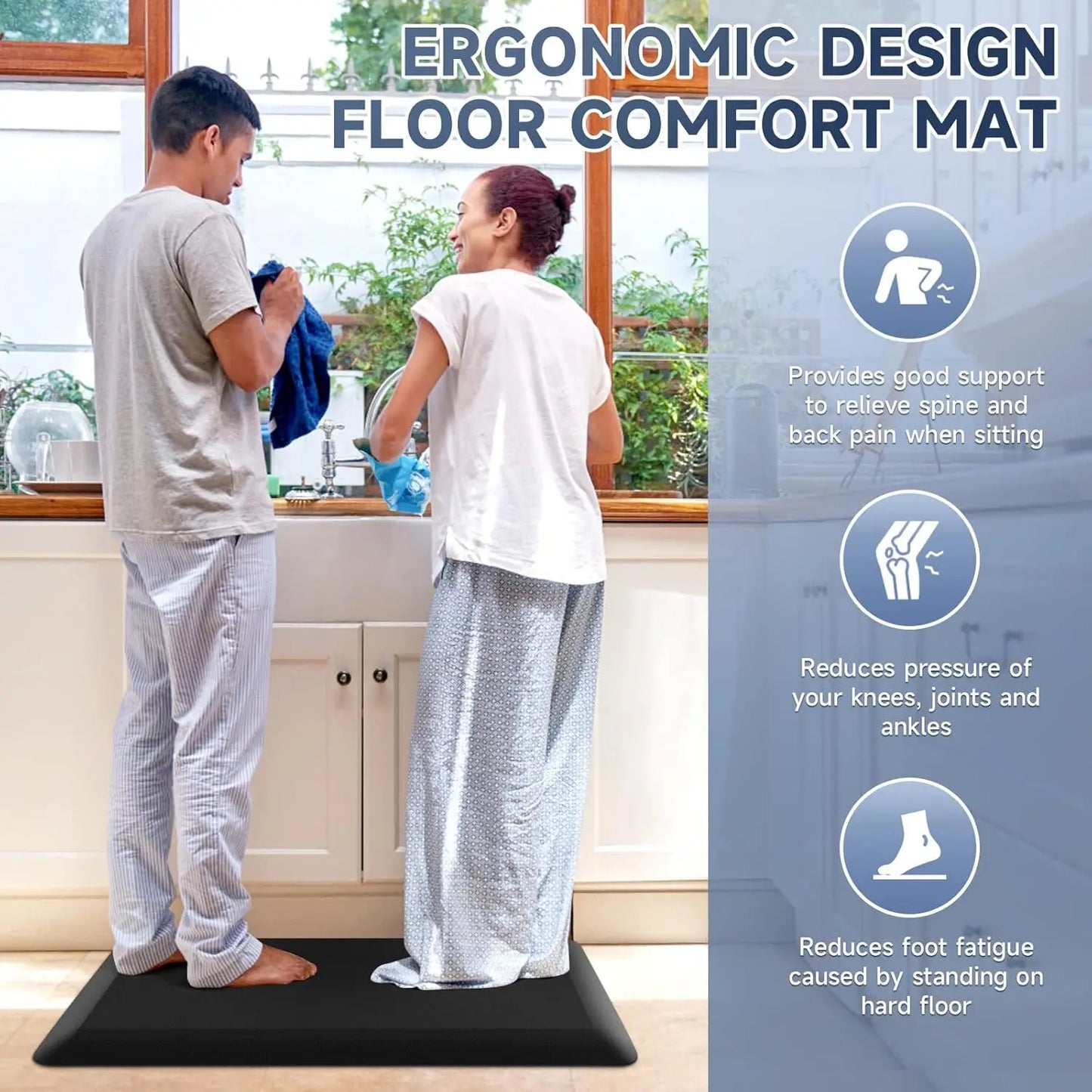4/5 Inch Thick Kitchen Mats for Floor, Kitchen Rug for Standing Desk, Non-Slip, Thicker, Stain Resistant, Waterproof, Comfort An