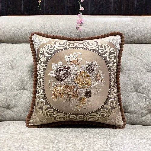 2pcs European Flower Throw Pillow Cover Waist Luxury Sofa Pillowcase Bedhead Backrest Anti Scratch Living Room Cushion Covers