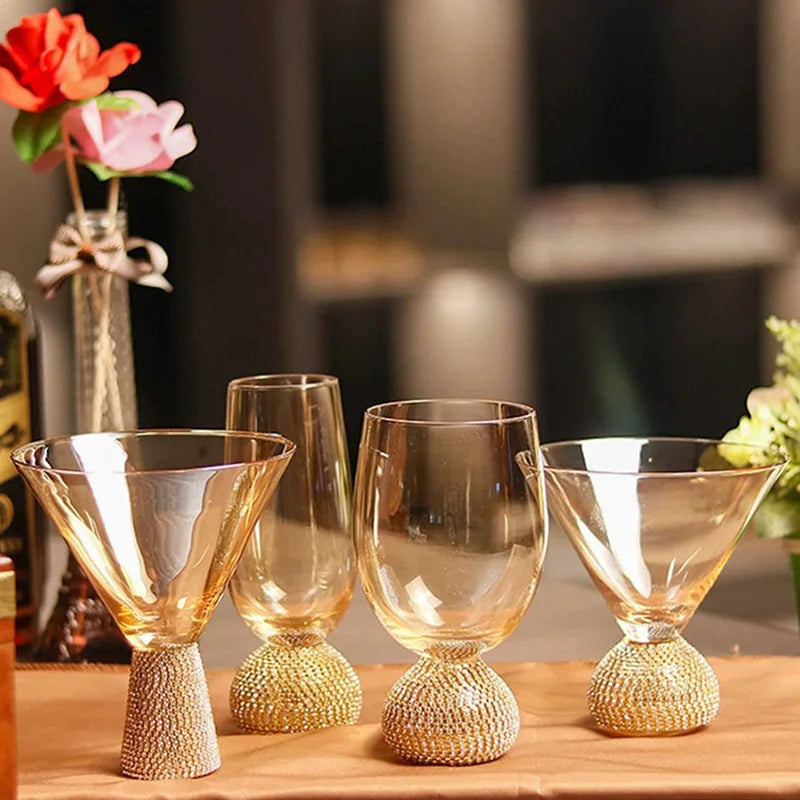 Light luxury European diamond glass wine glass, high value, diamond-wrapped red wines pirit cup, high-end whisky