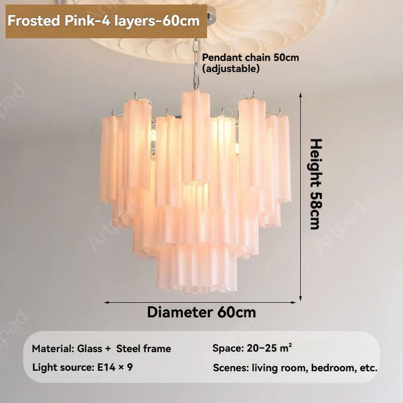 Round Murano Glass Chandelier Crystal Tube LED Ceiling Light for Living Room Dining Room Bedroom Luxury Modern Home Decor Lamp