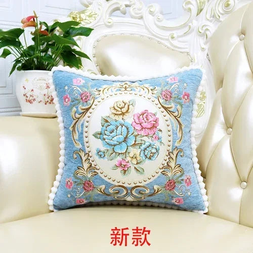 2pcs European Flower Throw Pillow Cover Waist Luxury Sofa Pillowcase Bedhead Backrest Anti Scratch Living Room Cushion Covers
