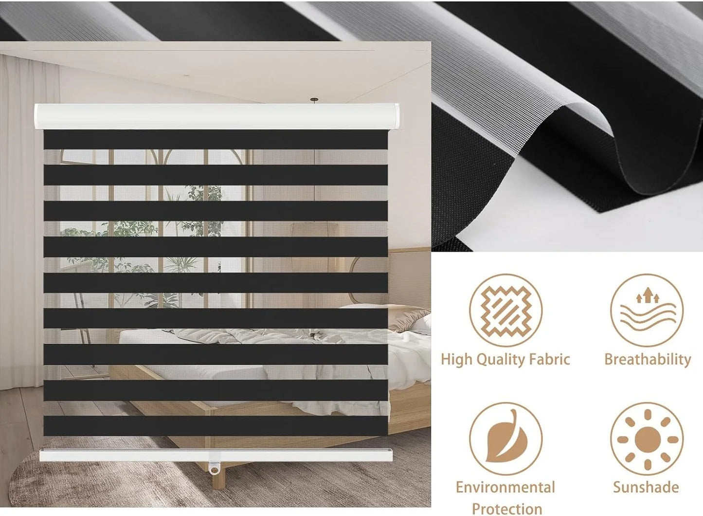 Home & Garden Smart Home Improvement Smart Blinds, Shades & Shutters Luxury No Drill Automatic Blackout Silent