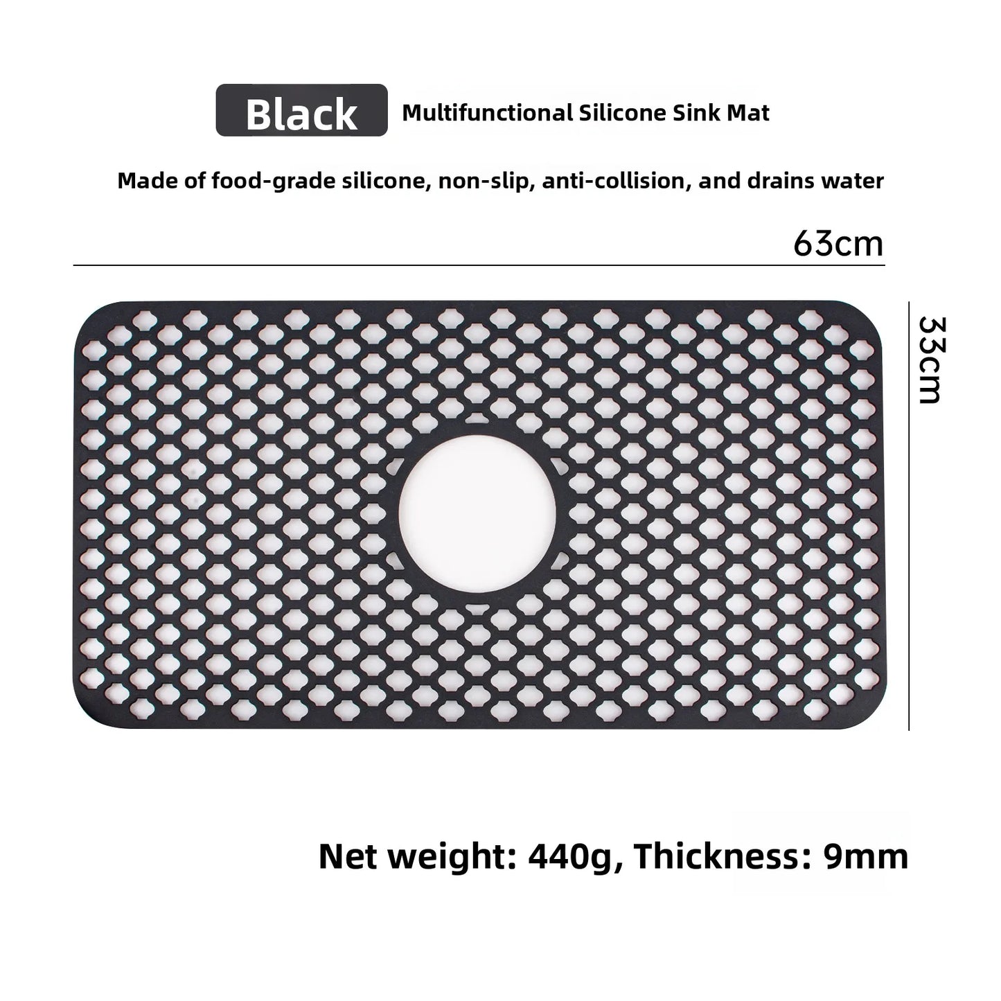 Kitchen Sink Silicone Mat Anti-Scratch Honeycomb Pad Dishwashing Basin Hollow Bottom Draining Pad Non-Slip Sink Mat