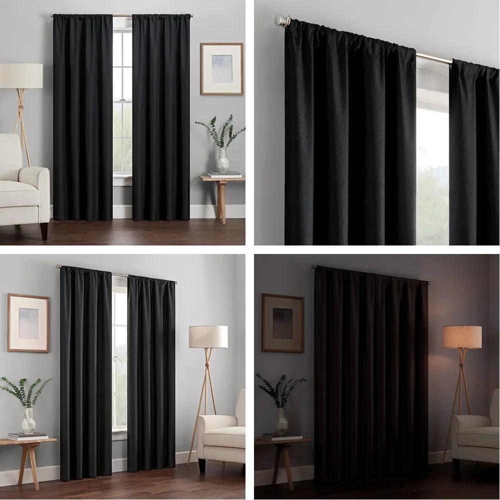 1 Panel Blackout Curtains Light Reducing Thermal Insulated Grommet Black Out Curtains Panels Drapes for Living Room Bedroom