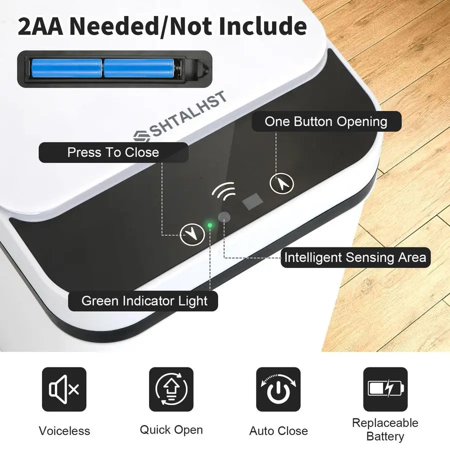 Pack Bathroom Trash Can with Lid, 2.5 Gallon Small Slim Trashcan, Automatic Trash Can Touchless, Motion Sensor Waterproof Plasti