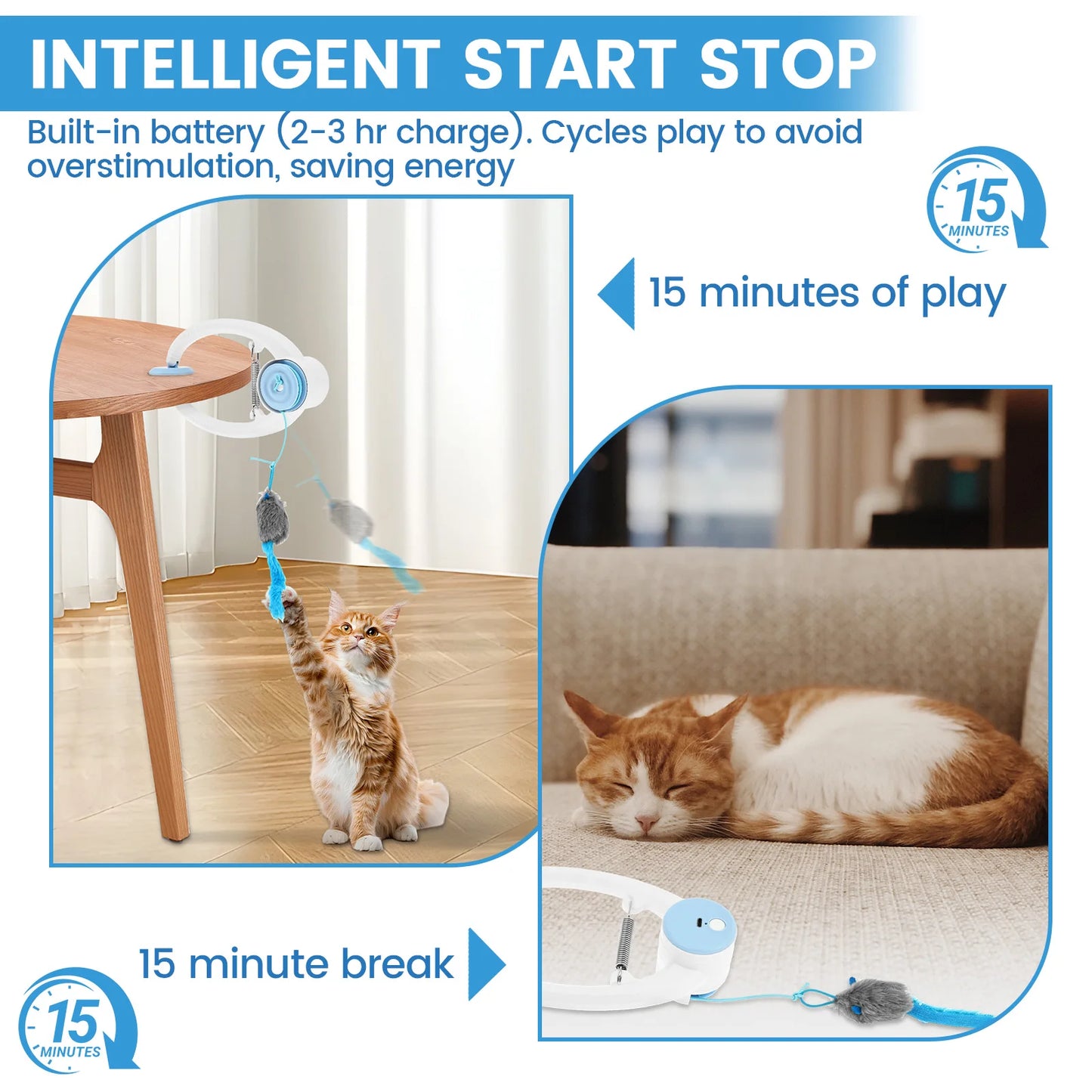 Door Hanging Auto-Rebound Cat Toy Plastic Interactive Self Play Hanging Door Kitten Toy with 3 Catnip Mice 3 Mode Pet Supplies