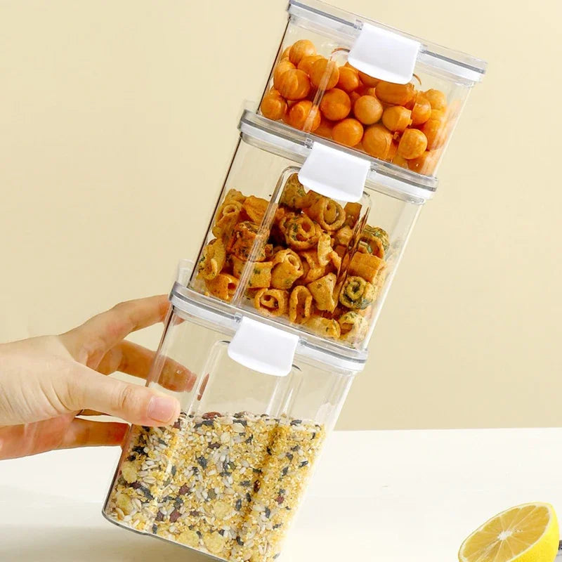 Large Capacity Sealed Jars Transparent Waterproof Kitchen Storage for Candy Dried Grains with Lid Fridge Airtight Storage Tank