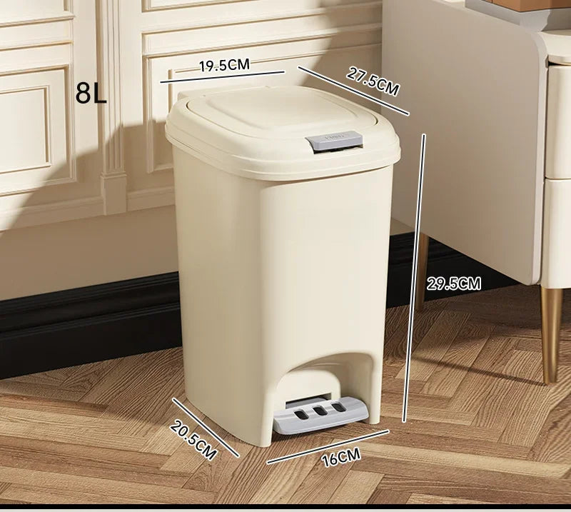 Household High-value Trash Can Light Luxury with Lid Foot Operated Bathroom Living Room Kitchen Large Capacity Butter Trash Can