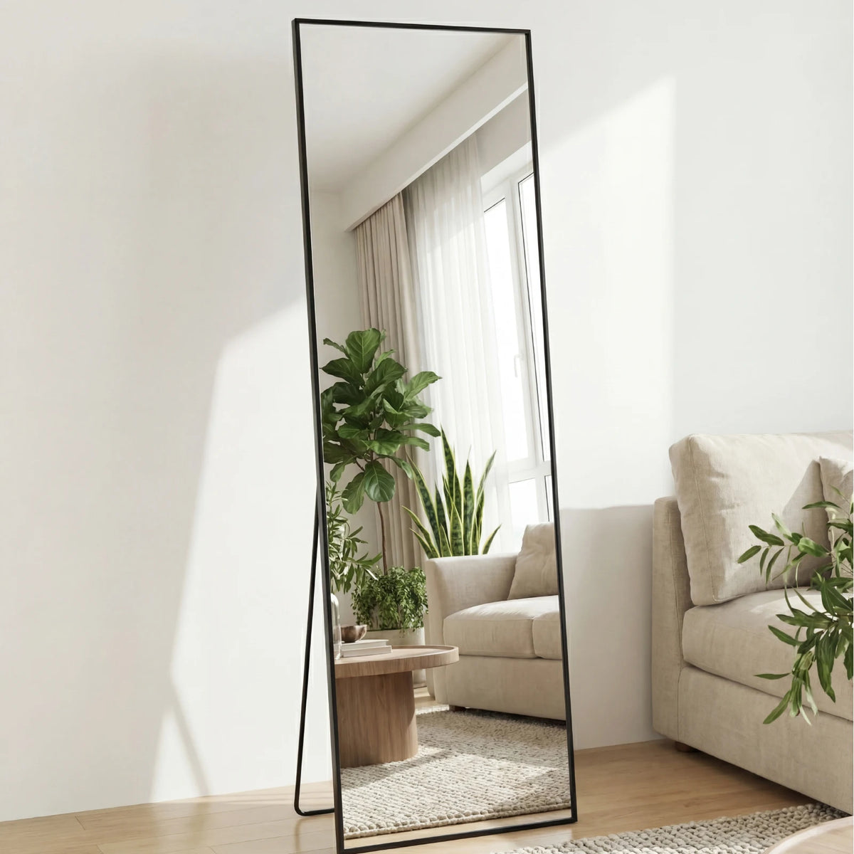 JHK Full Length Mirror with Stand 56"x15" Floor Mirror with Aluminum Alloy Frame Body Wall-Mounted Mirrors For Bedroom Bathroom