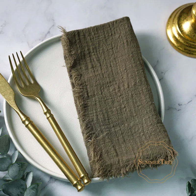 10pcs Napkins 41x41cm Cotton Cloth Gauze Retro Burr Rustic Towel Dining Place Mats Wedding Party Linen Fabric Table Decoration