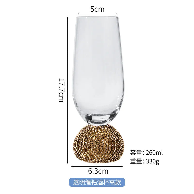 Light luxury European diamond glass wine glass, high value, diamond-wrapped red wines pirit cup, high-end whisky