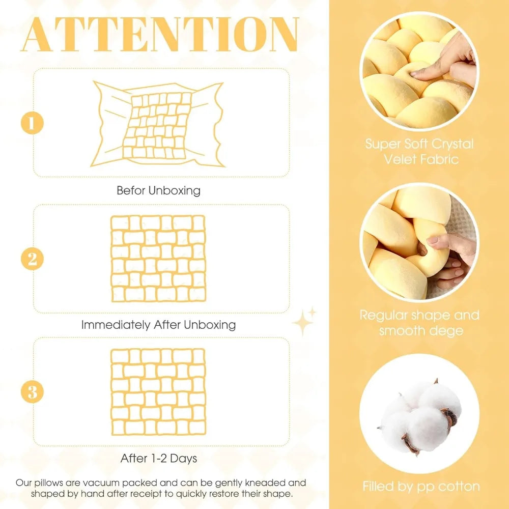 Hand Knot made Cushion 2025 Square Nordic Aesthetic Stuffed Plush Pillow Soft Skin-friendly for Office Chair & Home Sofa