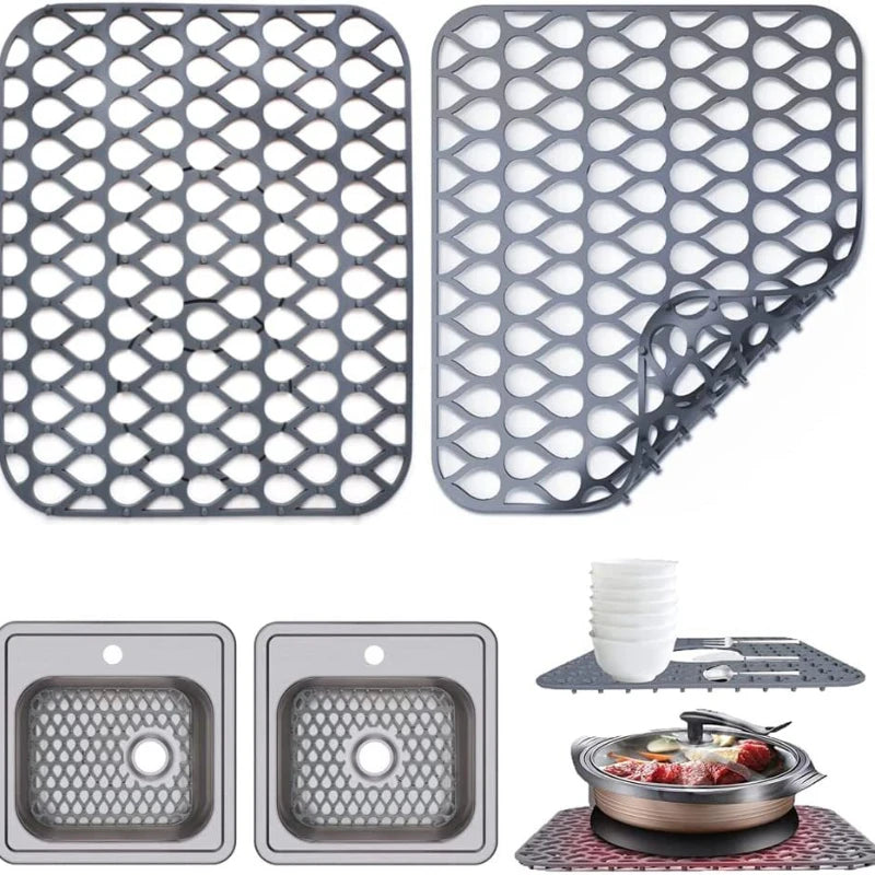 Multifunctional Silicone Sink Mat Insulation Pad Kitchen Drainer Bottom Protection Anti-scratch Slip Anti-splash Filter Mesh