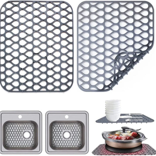 Multifunctional Silicone Sink Mat Insulation Pad Kitchen Drainer Bottom Protection Anti-scratch Slip Anti-splash Filter Mesh