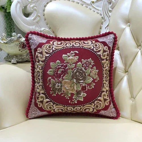 2pcs European Flower Throw Pillow Cover Waist Luxury Sofa Pillowcase Bedhead Backrest Anti Scratch Living Room Cushion Covers