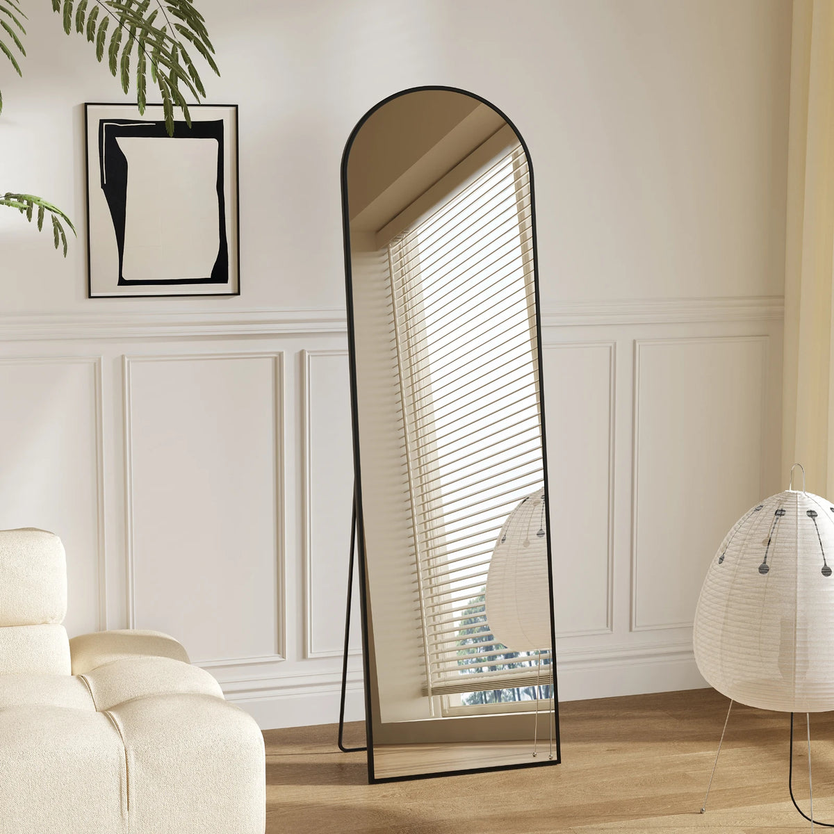JHK Full Length Mirror with Stand 56"x15" Floor Mirror with Aluminum Alloy Frame Body Wall-Mounted Mirrors For Bedroom Bathroom