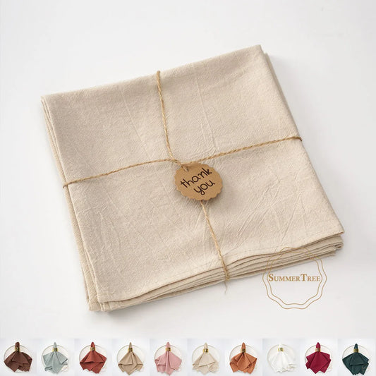 12pcs 40x40cm Cloth Napkins Washed Cotton Dinner Vintage Soft Table Napkin Place Mats for Restaurant Home Wedding Party Decor