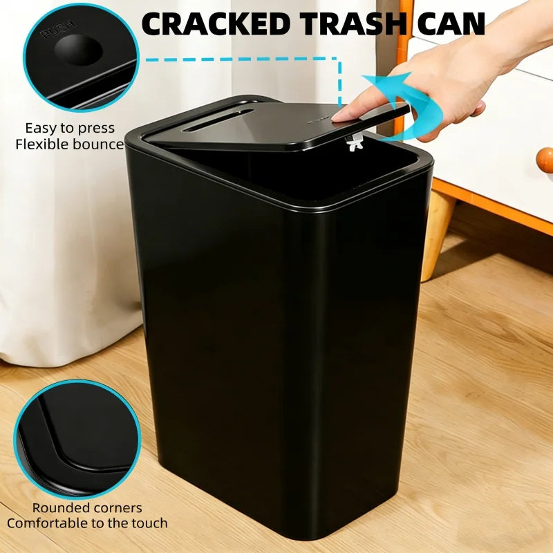 Pop-Up Plastic Trash Can, Plastic Simple Design, Kitchen Trash Can With 10L Large Capacity, Square Slit, Does Not Take Up Space