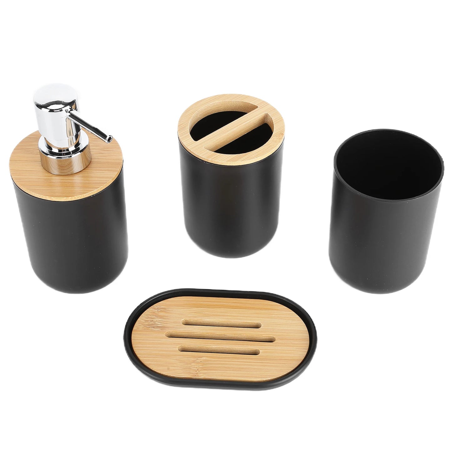 4Pcs Bathroom Accessory Set Bamboo Waterproof  Gift Toothbrush Cup Soap Box for Home Hotel