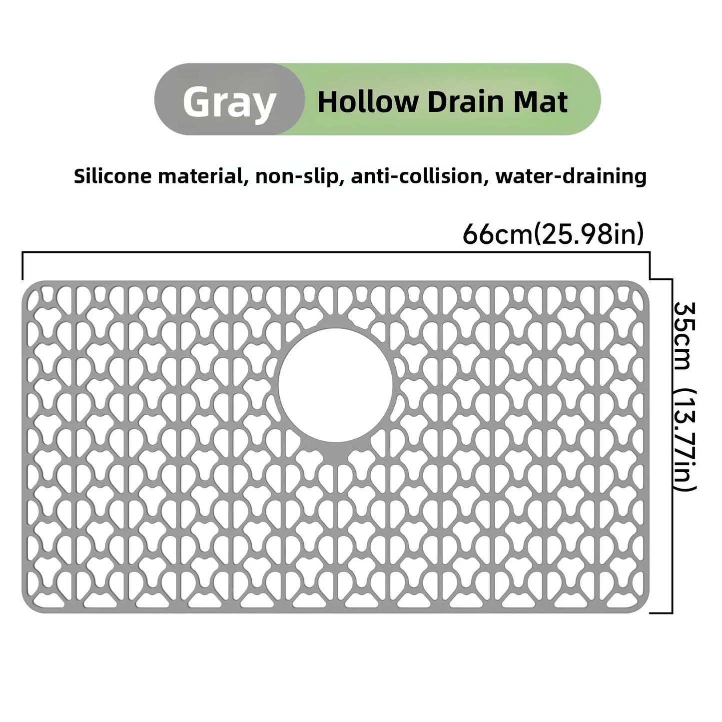 Kitchen Sink Silicone Mat Anti-Scratch Honeycomb Pad Dishwashing Basin Hollow Bottom Draining Pad Non-Slip Sink Mat