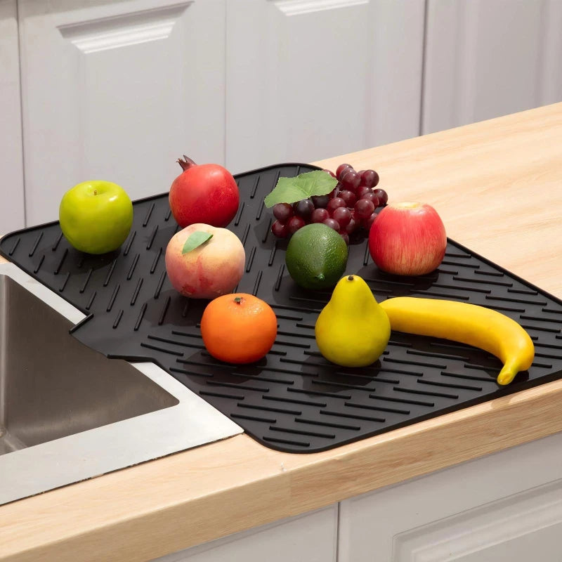Silicone Drain Mat Sink Countertop Tableware High Temperature Resistance Heat Insulation Diversion Kitchen Drain Mat Placemat