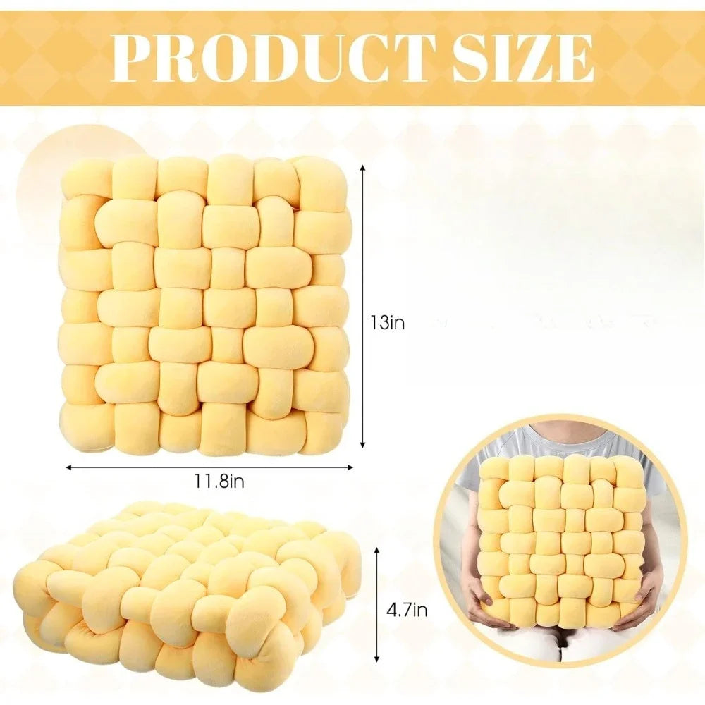 Hand Knot made Cushion 2025 Square Nordic Aesthetic Stuffed Plush Pillow Soft Skin-friendly for Office Chair & Home Sofa
