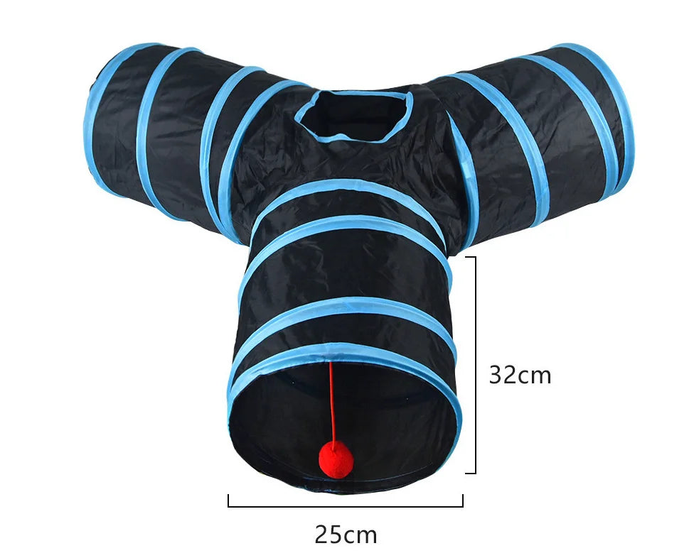 Pet Cat Tunnel Tube Cat Toys 3 Way Collapsible Tunnels for Indoor Cats Kitty Bored Peek Hole Toy Ball  cat accessories