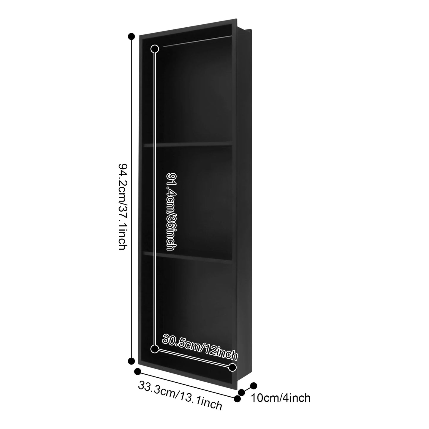 Stainless Steel Recessed Wall Niche with LED Light 2/3-Tier Bathroom Shelves Concealed Shower Niche Shelf Bathroom Cabinet