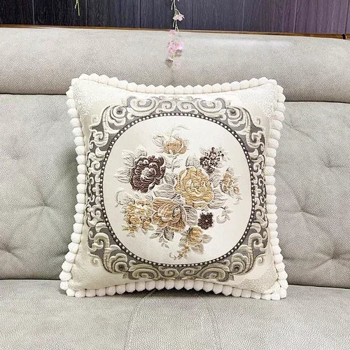 2pcs European Flower Throw Pillow Cover Waist Luxury Sofa Pillowcase Bedhead Backrest Anti Scratch Living Room Cushion Covers