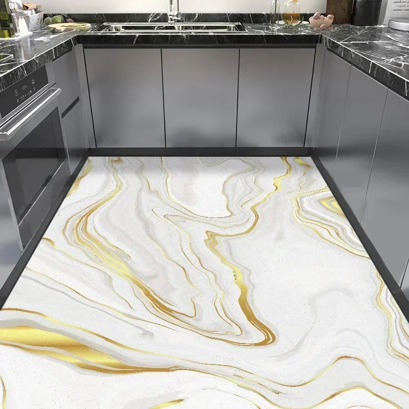 Kitchen Floor Mat Large Pvc Leather Waterproof Carpet Anti-slip Oil-proof Foot Mats Imitation Marble Rug Home Decoration Rugs