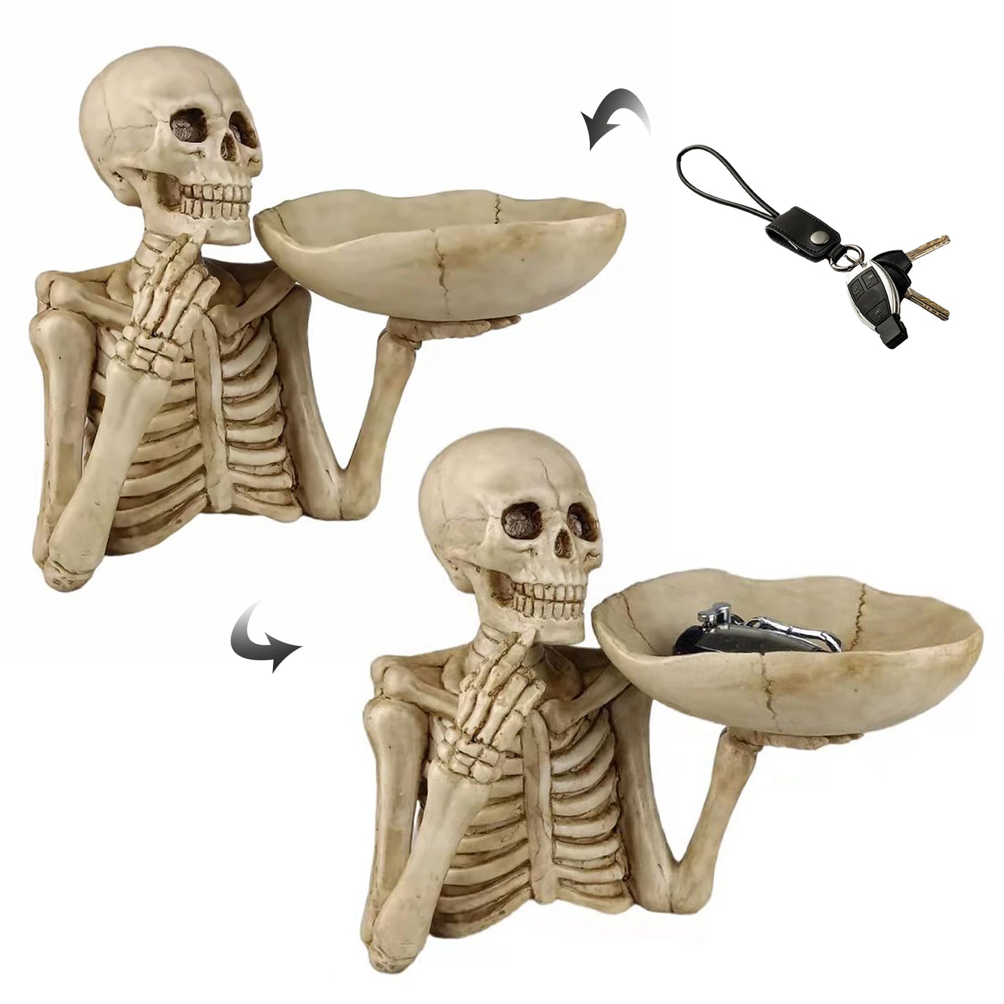 Halloween Skeleton Snack Storage Tray Resin Candy Holder Food Display Bowl for Home Tabletop Party Bar Tray