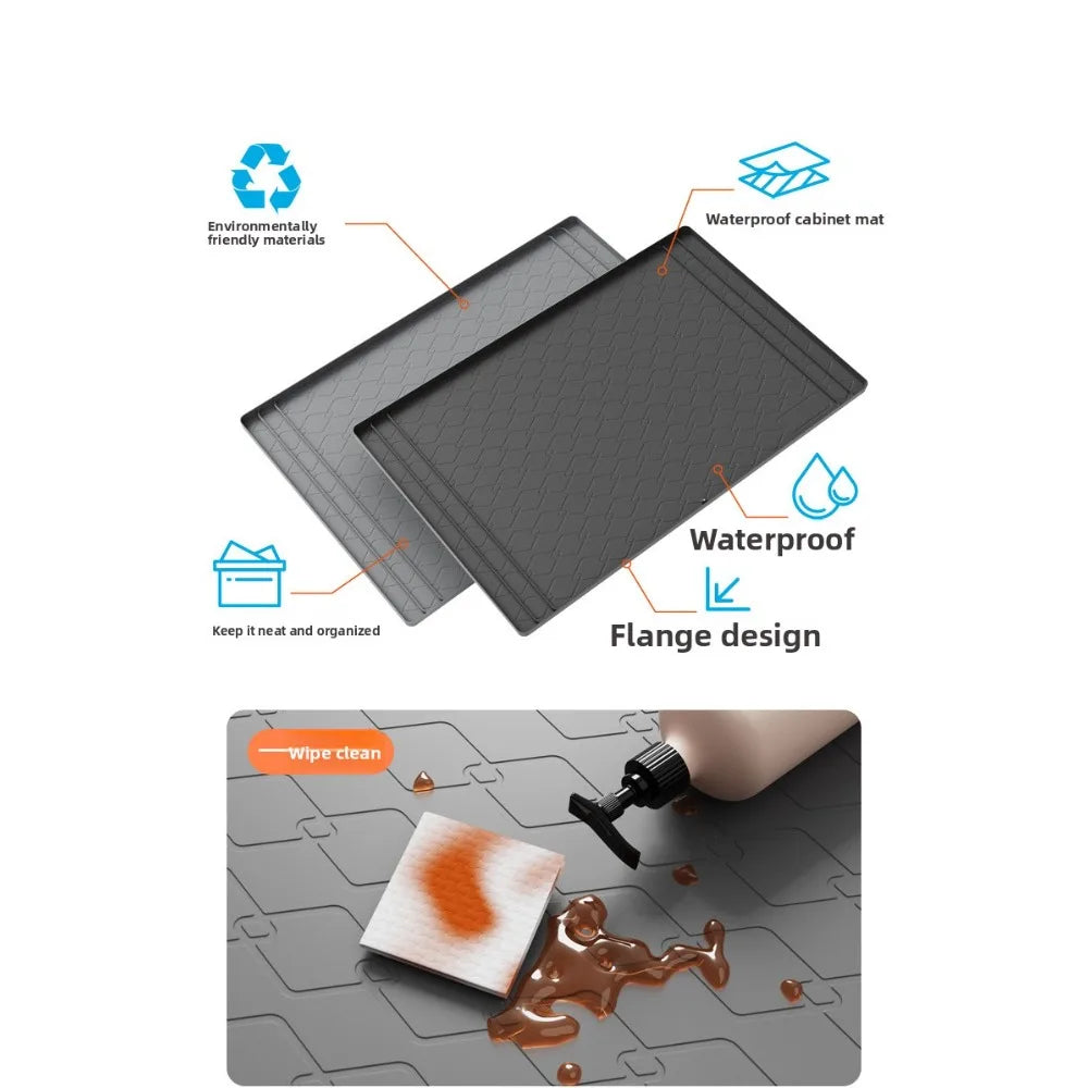 Fashion Sink Mat Cabinet Mat Silicone, Anti-fouling and Waterproof Cabinet Protective Mat Bathroom Cabinet Tray