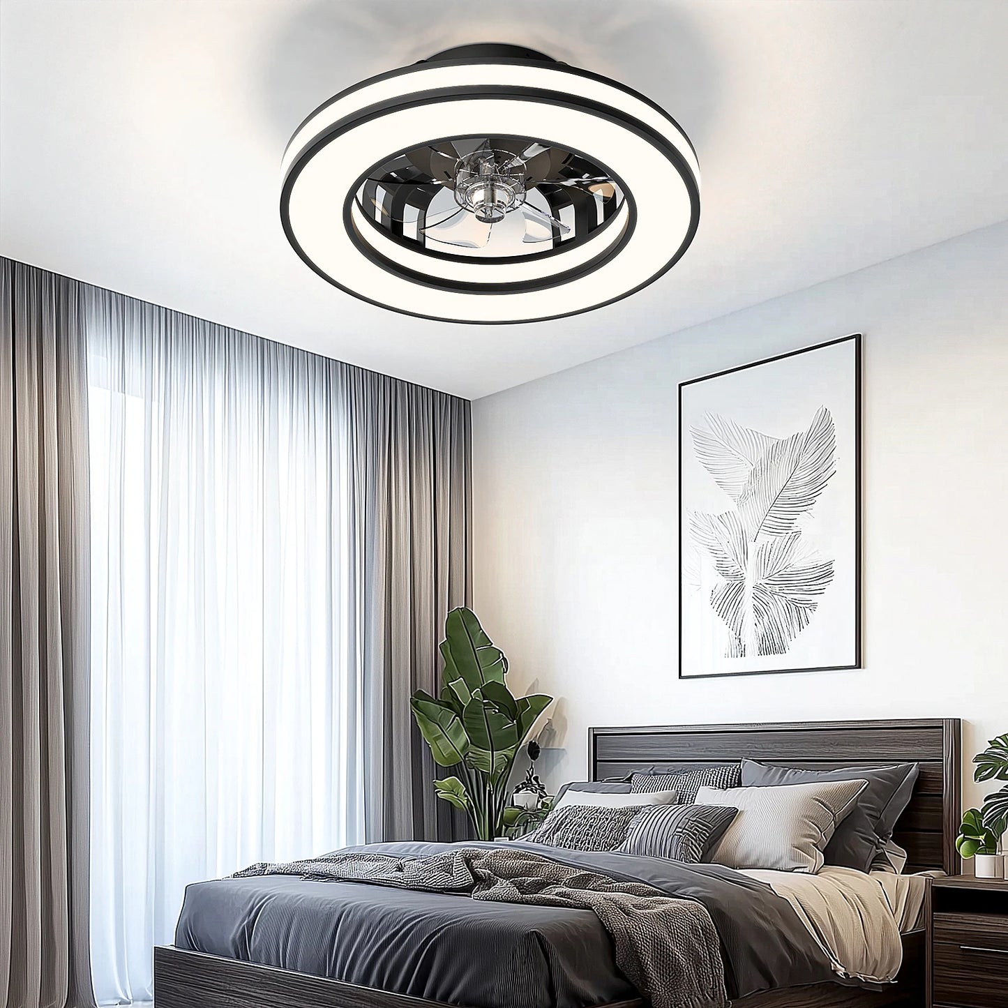 16 Inch LED Ceiling Fan Light with Remote Control  Infinite Dimming 6 Levels of Wind Speed Living Room Bedroom Chandelier Fan