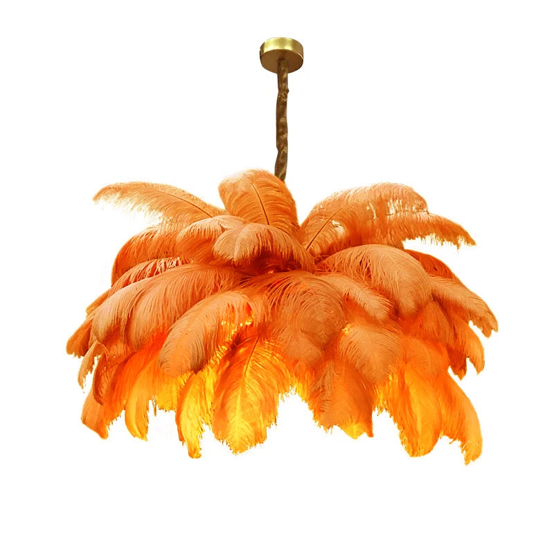 Nordic Ostrich Feather Lamp Led Pendant Lights Living Room Home Decor Bedroom Indoor Lighting Chandelier Hanging Light Fixture