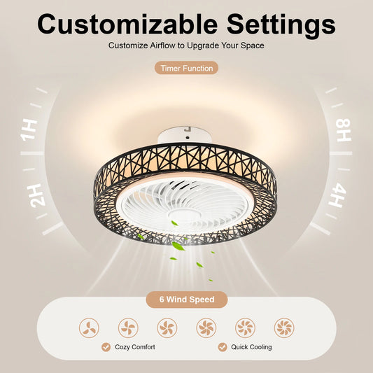 18.5 Inch Ceiling Fan Light Modern Ceiling Fan Light Ceiling Fan Light With Remote Control 35db For Bedroom, Living Room, Kitchen