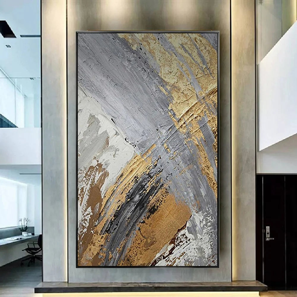 100% hand drawn abstract oil painting on canvas Modern Home Golden Line Wall Art Picture Large mural for living room decor paint