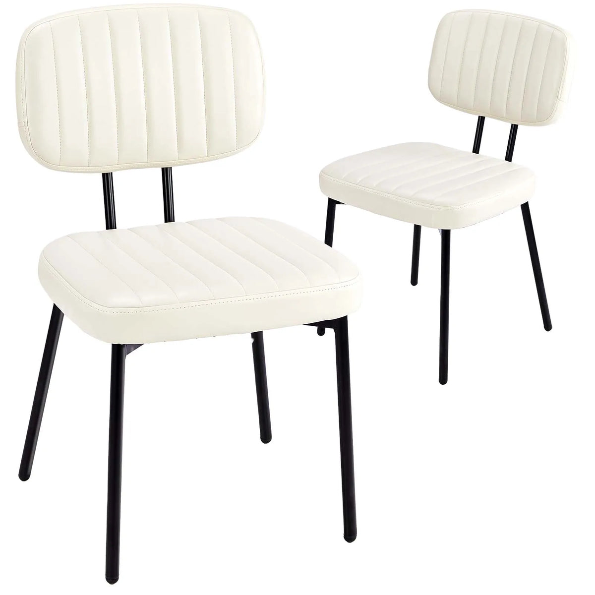 JHK Faux Leather Modern Dining Chairs Set of 2 Ergonomic Lumbar Support Foam Sponge Cushion Seat and Metal Legs for Kitchen